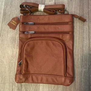 NEW Genuine Leather Brown Crossbody Bag (Artist Satchel type)